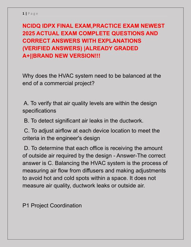 NCIDQ IDPX FINAL EXAM