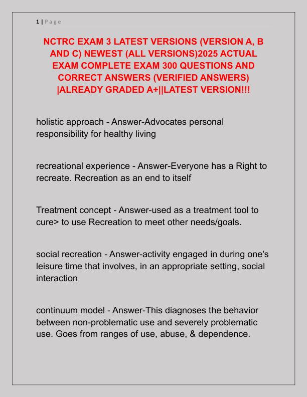 NCTRC EXAM 3 LATEST VERSIONS