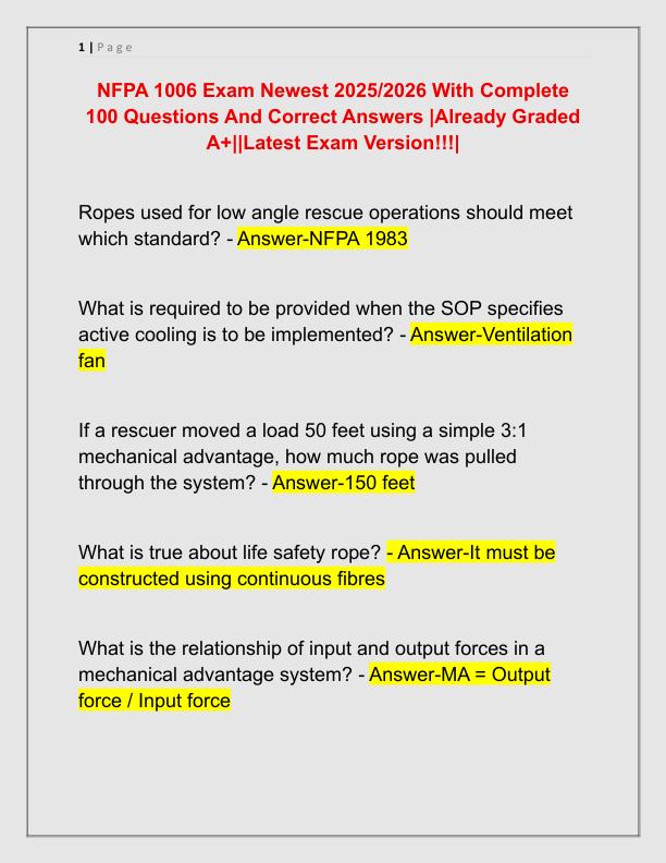 NFPA 1006 Exam Newest 2025