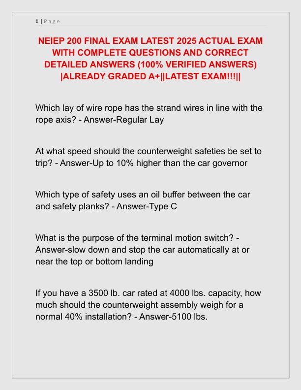 NEIEP 200 FINAL EXAM LATEST 2025 ACTUAL EXAM WITH COMPLETE QUESTIONS AND CORRECT DETAILED ANSWERS