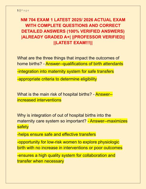 NM 704 EXAM 1 LATEST 2025
