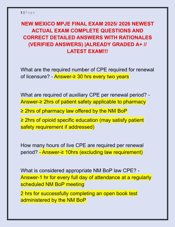 NEW MEXICO MPJE FINAL EXAM 2025