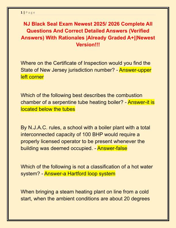 NJ Black Seal Exam Newest 2025