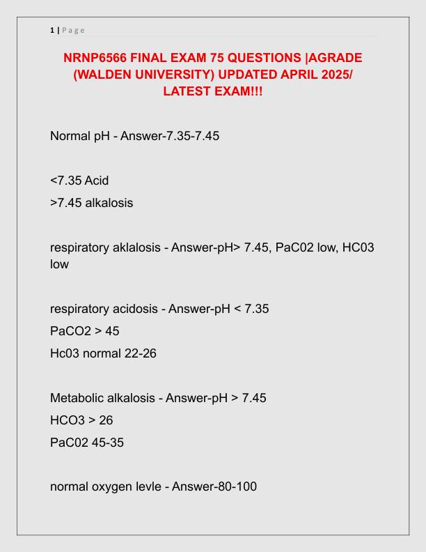 NRNP6566 FINAL EXAM 75 QUESTIONS