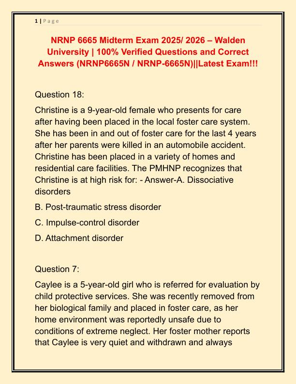NRNP 6665 Midterm Exam 2025