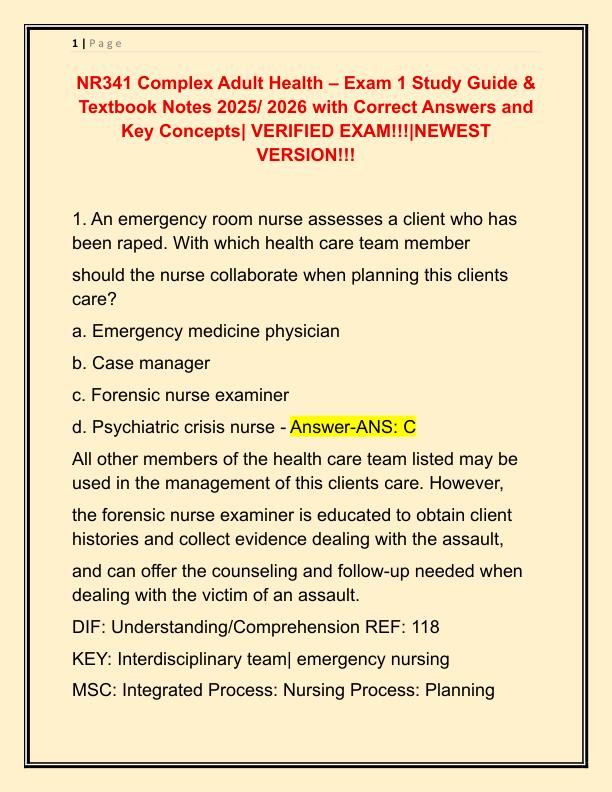 NR341 Complex Adult Healt1