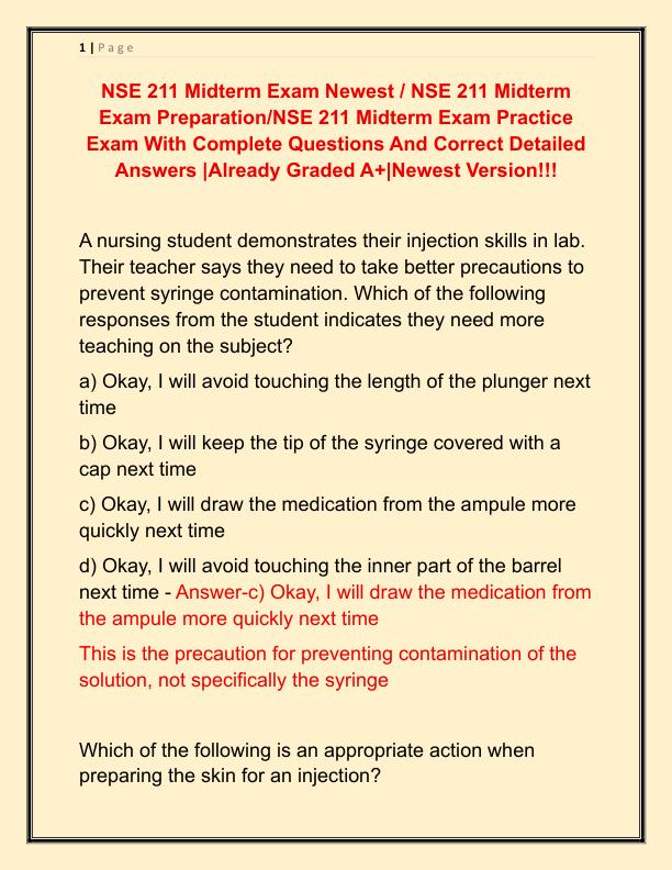 NSE 211 Midterm Exam Newest