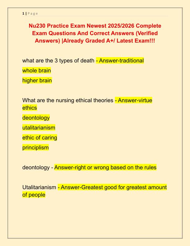 Nu230 Practice Exam Newest 2025