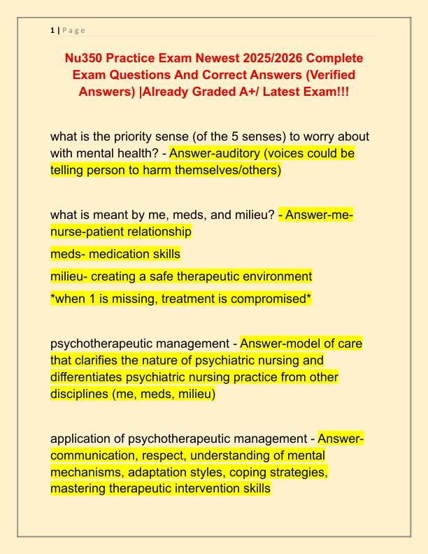 Nu350 Practice Exam Newest 2025