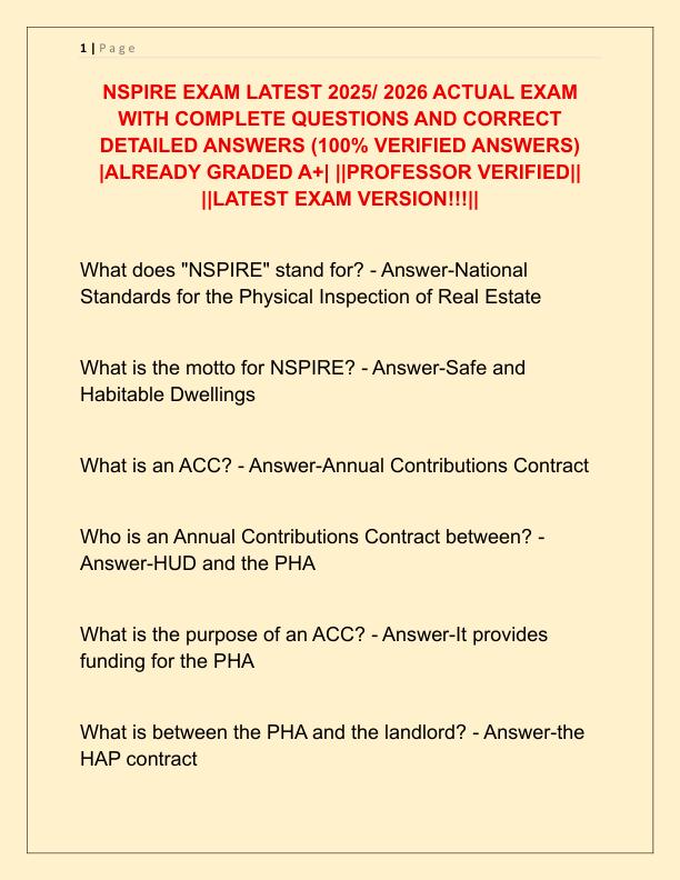 NSPIRE EXAM LATEST 2025