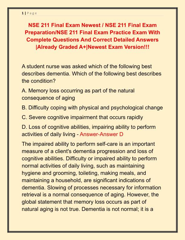 NSE 211 Final Exam Newest