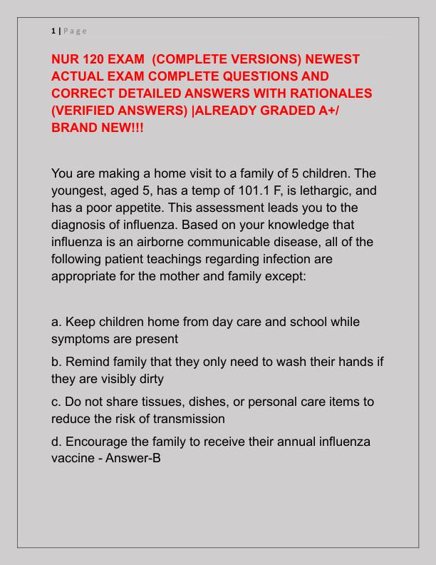 NUR 120 EXAM