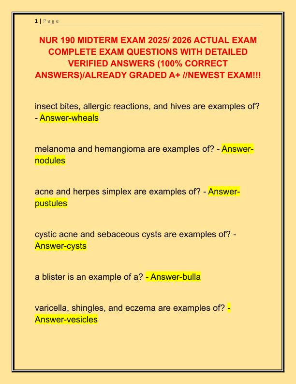 NUR 190 MIDTERM EXAM 2025