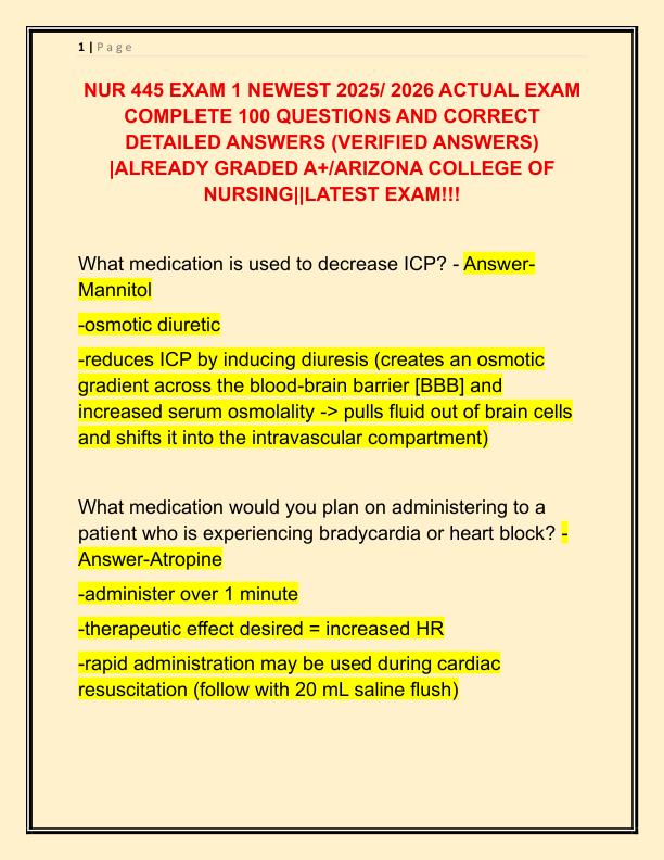NUR 445 EXAM 1 NEWEST 2025