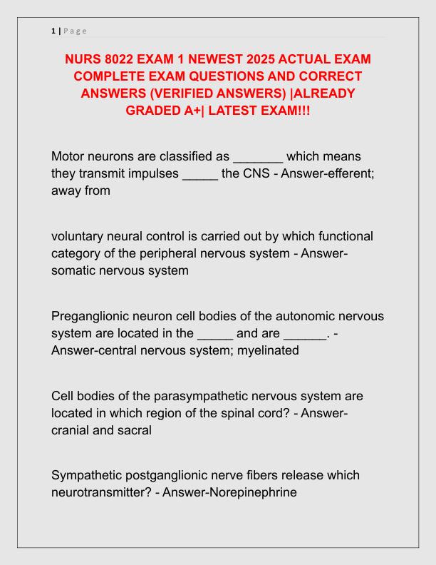 NURS 8022 EXAM 1 NEWEST 2025 ACTUAL EXAM COMPLETE EXAM QUESTIONS AND CORRECT ANSWERS