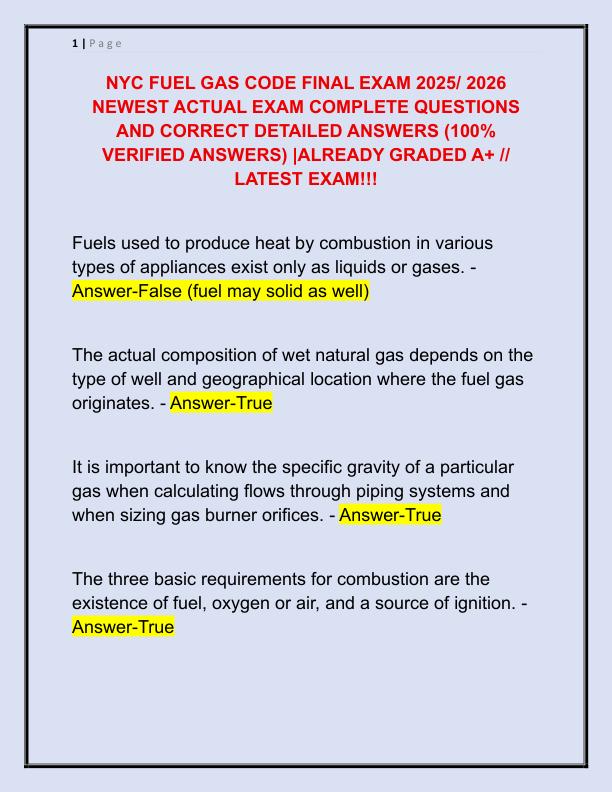 NYC FUEL GAS CODE FINAL EXAM 2025