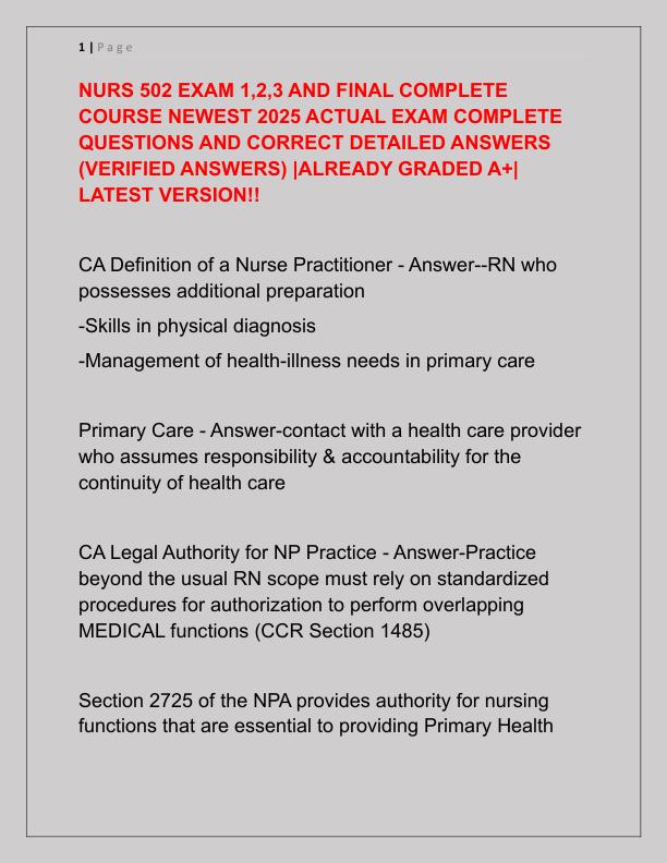 NURS 502 EXAM 1