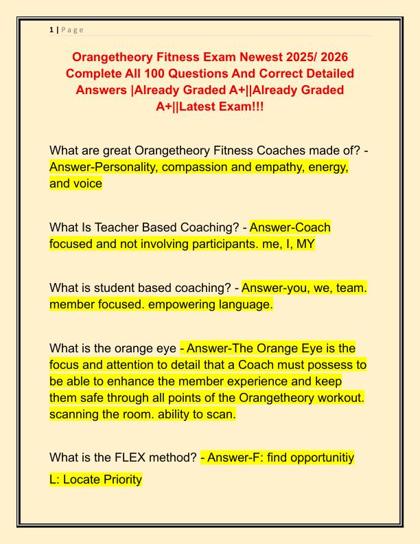 Orangetheory Fitness Exam Newest 2025