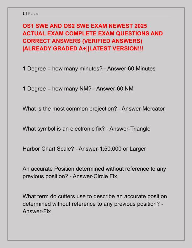 OS1 SWE AND OS2 SWE EXAM NEWEST 2025 ACTUAL EXAM COMPLETE EXAM QUESTIONS AND CORRECT ANSWERS