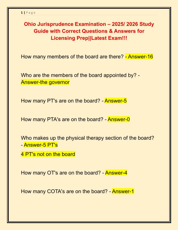 Ohio Jurisprudence Examination