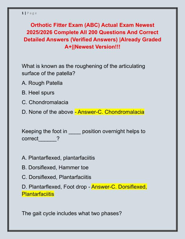 Orthotic Fitter Exam