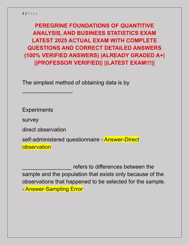 PEREGRINE FOUNDATIONS OF QUANTITIVE ANALYSIS