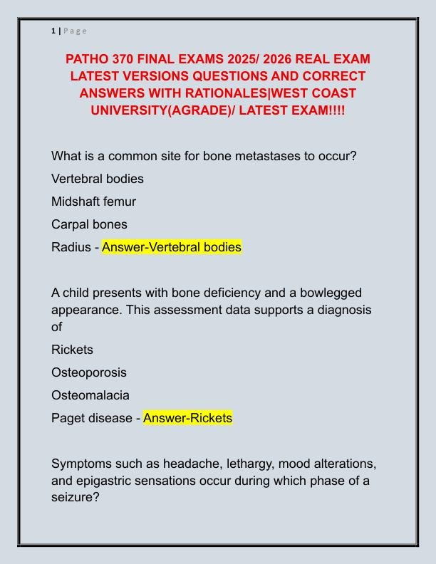 PATHO 370 FINAL EXAMS 2025