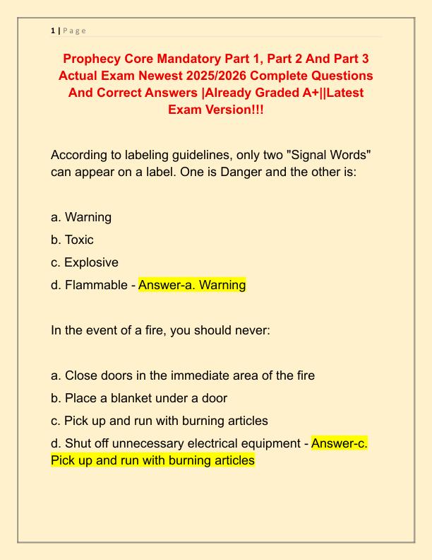 Prophecy Core Mandatory Part 1