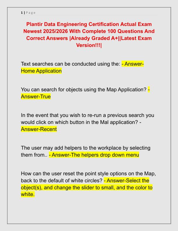 Plantir Data Engineering Certification Actual Exam Newest 2025