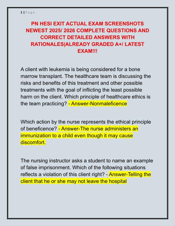 PN HESI EXIT ACTUAL EXAM SCREENSHOTS NEWEST 2025