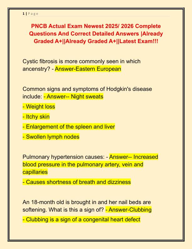 PNCB Actual Exam Newest 2025