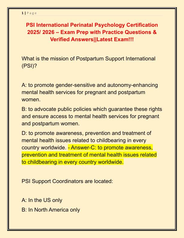 PSI International Perinatal Psychology Certification 2025