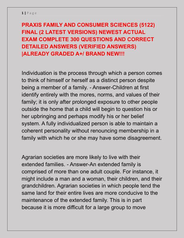 PRAXIS FAMILY AND CONSUMER SCIENCES