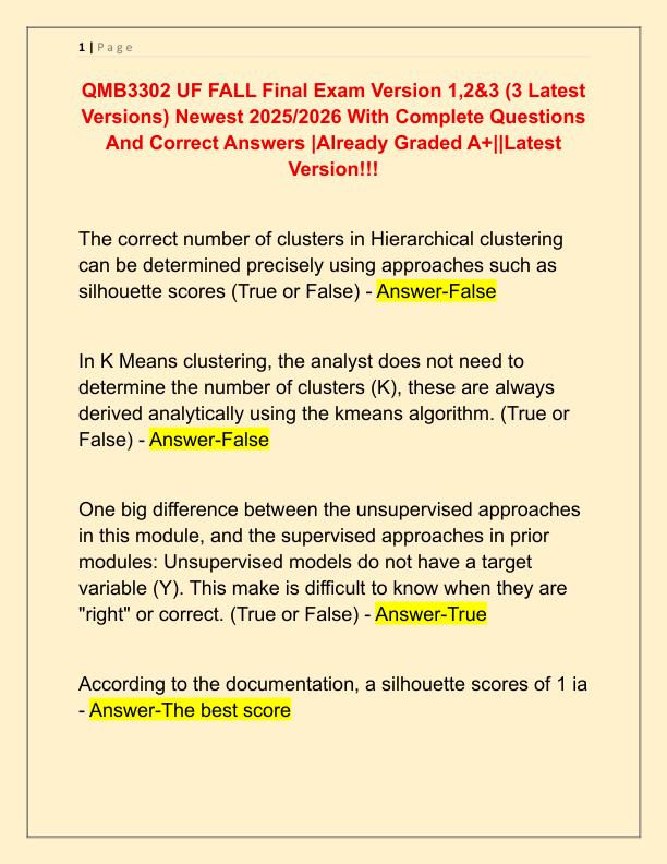 QMB3302 UF FALL Final Exam Version 1