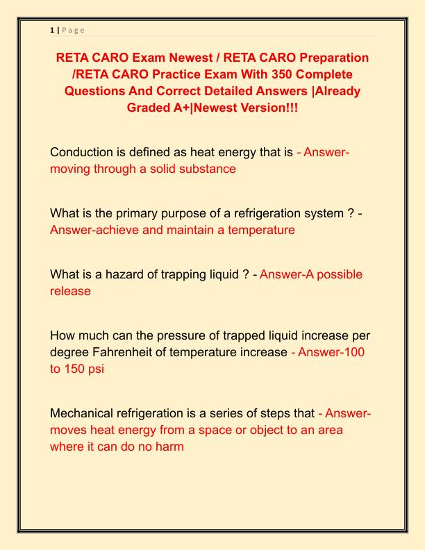 RETA CARO Exam Newest