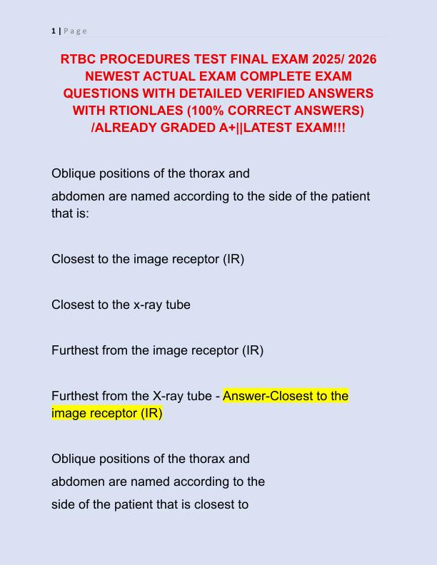 RTBC PROCEDURES TEST FINAL EXAM 2025