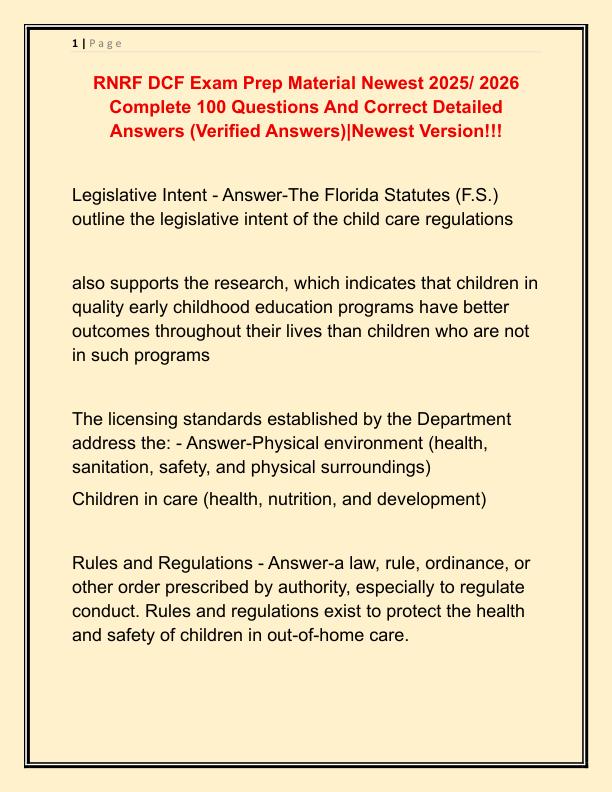 RNRF DCF Exam Prep Material Newest 2025