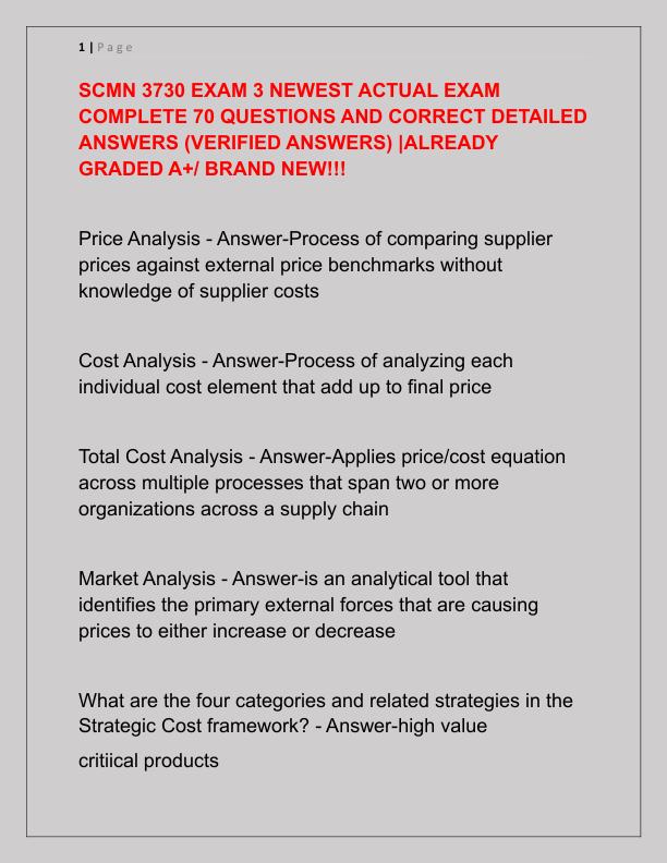 SCMN 3730 EXAM 3 NEWEST ACTUAL EXAM COMPLETE 70 QUESTIONS AND CORRECT DETAILED ANSWERS