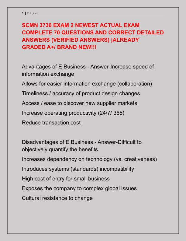 SCMN 3730 EXAM 2 NEWEST ACTUAL EXAM COMPLETE 70 QUESTIONS AND CORRECT DETAILED ANSWERS