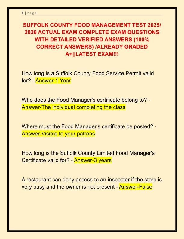 SUFFOLK COUNTY FOOD MANAGEMENT TEST 2025