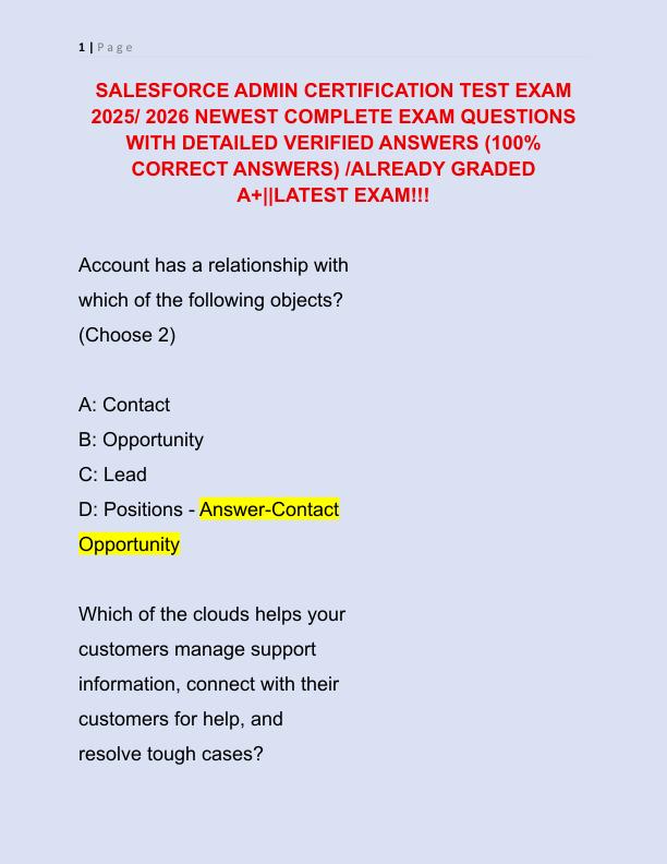 SALESFORCE ADMIN CERTIFICATION TEST EXAM 2025