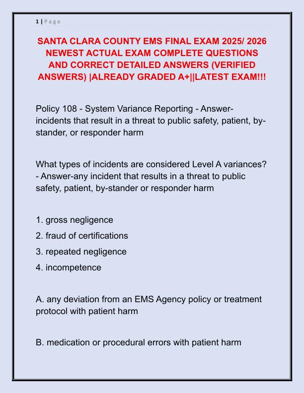SANTA CLARA COUNTY EMS FINAL EXAM 2025