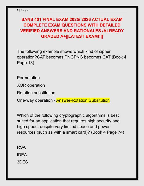 SANS 401 FINAL EXAM 2025