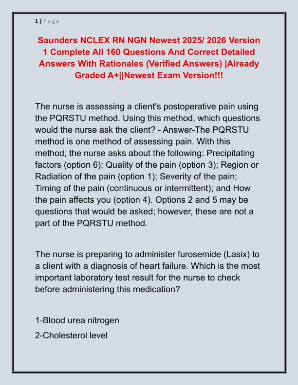Saunders NCLEX RN NGN Newest 2025
