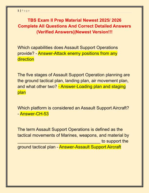 TBS Exam II Prep Material Newest 2025