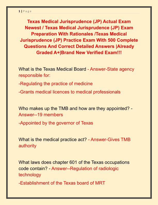 Texas Medical Jurisprudence
