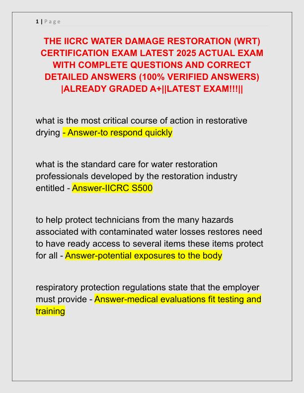 THE IICRC WATER DAMAGE RESTORATION