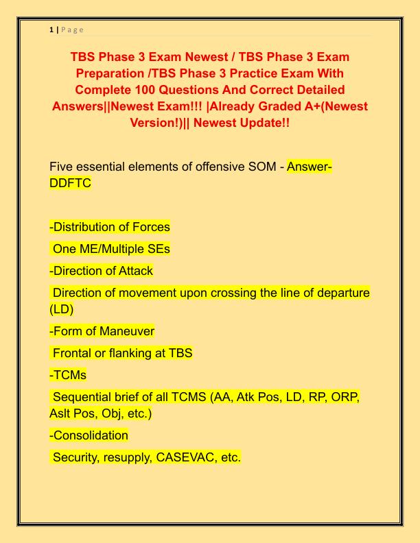 TBS Phase 3 Exam Newest
