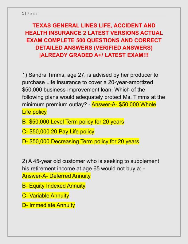 TEXAS GENERAL LINES LIFE