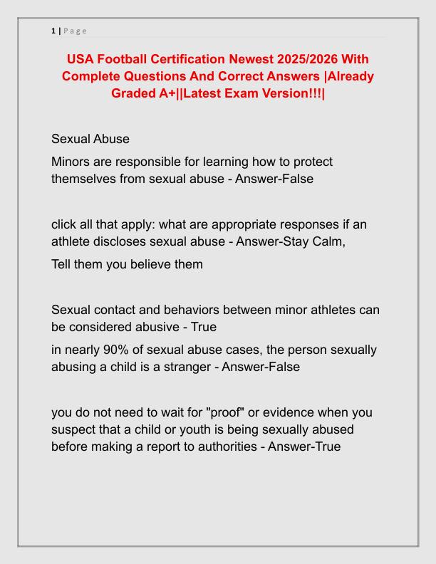 USA Football Certification Newest 2025